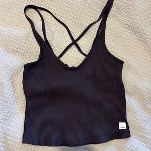 Vuori Purple Ribbed Crop Top